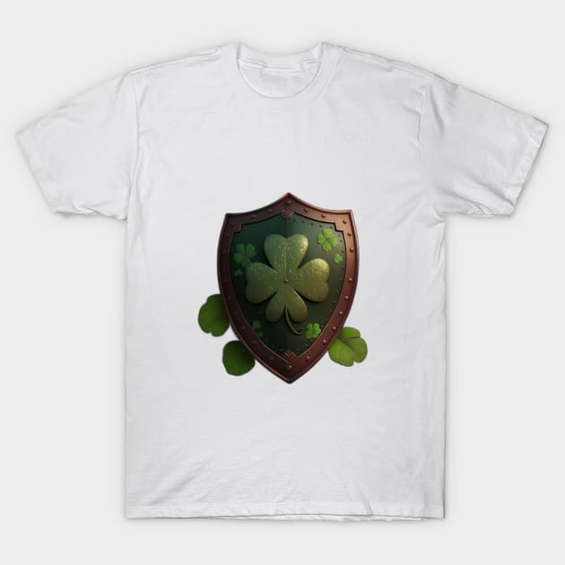 A Four Leaf Clover Shield T-Shirt by QUENSLEY SHOP